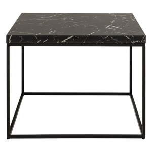 Čierny konferenčný stolík s doskou v dekore mramoru 60x60 cm Barossa – Actona