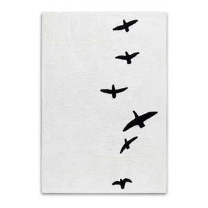 Čierno-biely koberec s motívom vtákov HF Living, 120 × 170 cm