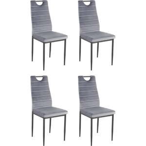 Sivé zamatové jedálenské stoličky v súprave 4 ks Mandy – Støraa