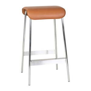 Koňakovohnedé/v striebornej farbe barové stoličky v súprave 2 ks z imitácie kože (výška sedadla 75 cm) Avenue – Hübsch