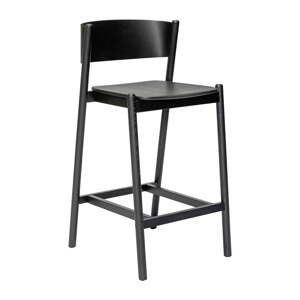 Čierna barová stolička v dekore duba (výška sedadla 75 cm) Oblique – Hübsch