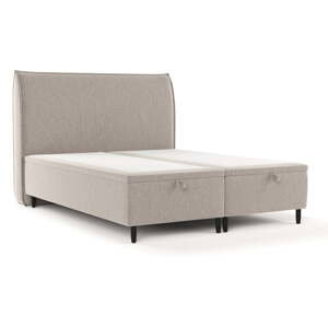 Sivá/béžová čalúnená dvojlôžková posteľ s úložným priestorom 180x200 cm Pearl – Maison de Rêve