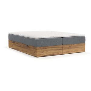 Sivá/v prírodnej farbe boxspring posteľ s úložným priestorom 200x200 cm Faro – Maison de Rêve
