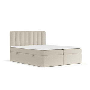 Béžová boxspring posteľ s úložným priestorom 140x200 cm Novento – Maison de Rêve