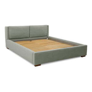 Sivá čalúnená dvojlôžková posteľ s úložným priestorom s roštom 140x200 cm Dreamer – Scandic