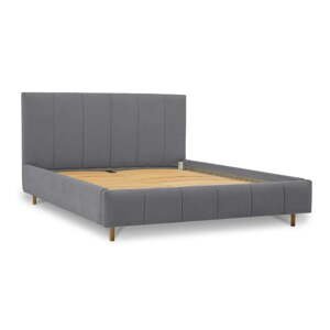 Sivá čalúnená dvojlôžková posteľ s úložným priestorom s roštom 180x200 cm Zee – Scandic