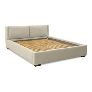 Béžová čalúnená dvojlôžková posteľ s úložným priestorom s roštom 160x200 cm Dreamer – Scandic