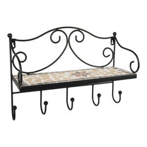 Čierny kovový nástenný vešiak s poličkou 42 cm Almeria – Garden Pleasure