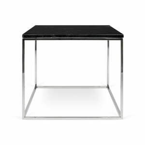 Čierny mramorový konferenčný stolík s chrómovými nohami TemaHome Gleam, 50 cm