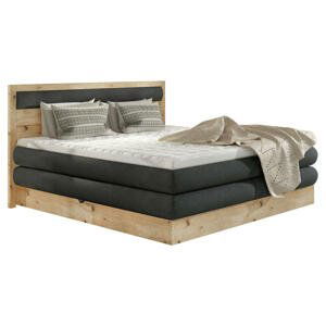 Valnatura POSTEĽ BOXSPRING, 180/200 cm, drevo, textil, kompozitné drevo, antracitová, farby duba