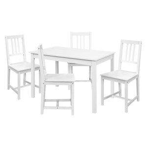 Jedálenský stôl 8848B biely lak + 4 stoličky 869B biely lak