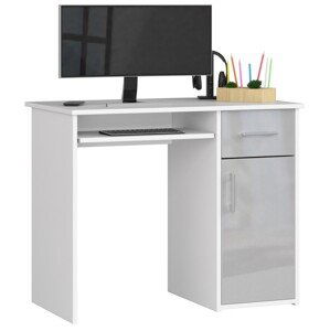 Volně stojící psací stůl Pin 90 cm bílý/šedý
