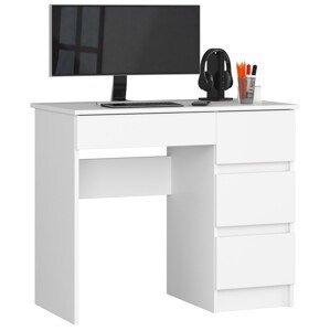 Písací stôl A-7 90 cm biely pravý