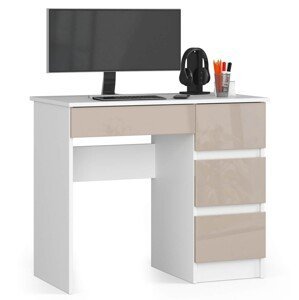 Písací stôl A-7 90 cm biely/cappuccino pravý