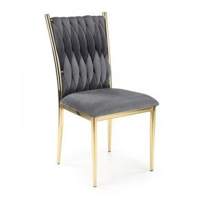 Dizajnová stolička Leona sivá/zlatá