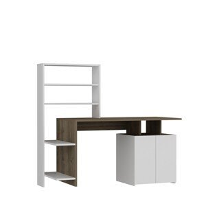 Písací stôl s regálom Melis orech/biely