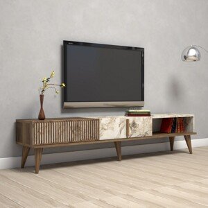 TV stolík Milan 180 cm orech/biely mramor