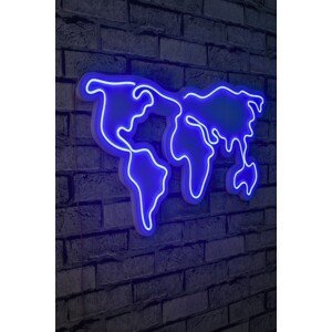 Nástenná neónová dekorácia World Map modrá