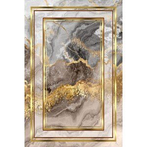 Koberec Marble Frame 80x200 cm sivý/zlatý