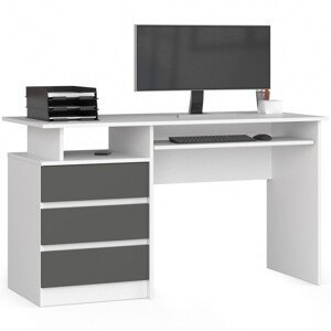 Volně stojící psací stůl CLP 135 cm bílý/grafitový