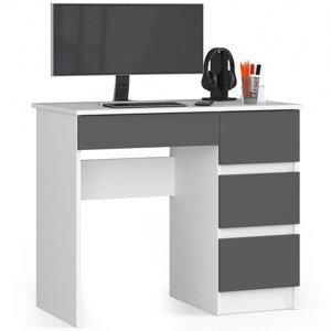 Písací stôl A-7 90 cm pravý biely/grafit