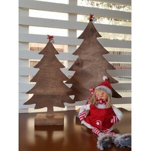 Vianočná drevená dekorácia s ozdobou Christmas Tree 2 ks