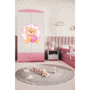 Detská skriňa Babydreams 90 cm medvedík s motýlikmi ružová