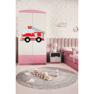 Detská skriňa Babydreams 90 cm hasičské auto ružová