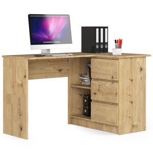 Rohový písací stôl B16 124 cm pravý dub artisan