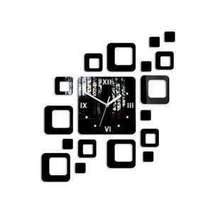 3D nalepovacie hodiny Roman Quadrat čierne