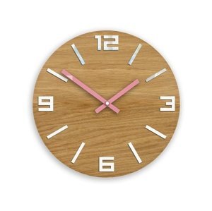 Nástenné hodiny Arabic Wood hnedo-ružové