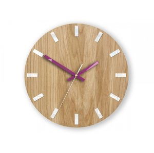 Nástenné hodiny Simple Oak hnedo-fialové