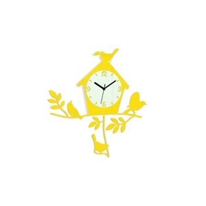 Nástenné hodiny Birdie žlté