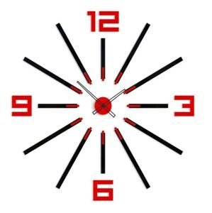 3D nalepovacie hodiny Big Sheen čierno-červené