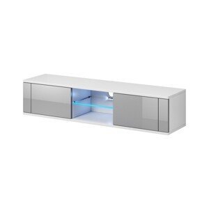 TV stolík Hit 140 cm s LED osvetlením biely/sivý lesk