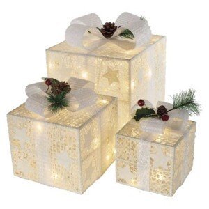 LED dárky s ozdobou Gift teplá bílá