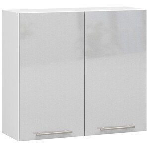 Závěsná kuchyňská skříňka Olivie W 80 cm bílá/metalický lesk