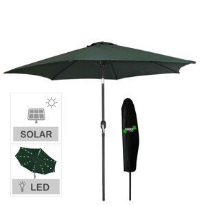 Zahradní slunečník s LED osvětlením VELLO 300 cm zelený