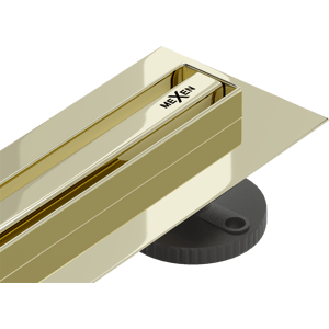 Odtokový žľab s otočným sifónom MEXEN FLAT 360 SLIM zlatý, 90 cm