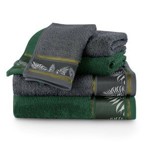 Súprava bavlnených uterákov AmeliaHome Pavos grafitová/zelená