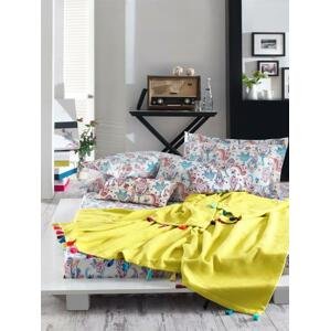Bavlnená posteľná bielizeň Style 003 - 160x200 cm + deka 180x220 cm žltá
