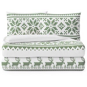 Bavlnená posteľná bielizeň Hollie II bielo-zelená