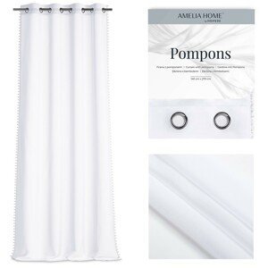 Záclona AmeliaHome Pompons biela
