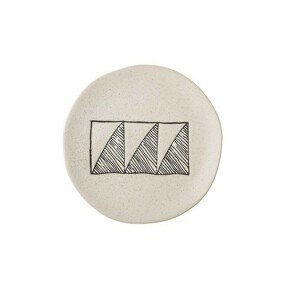 Kameninový tanier Eliana béžový so vzorom trojuholníkov