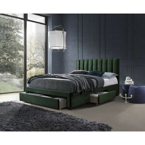 Čalúnená posteľ Lado 160x200 cm tmavo zelená