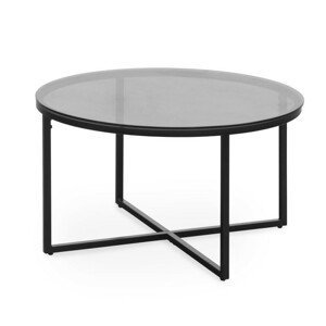 Konferenční stolek z kouřového skla Lunno 80 cm černý