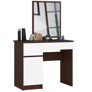 Kozmetický stolík so zrkadlom P-2/SL wenge / biely ľavý