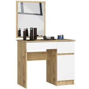 Kozmetický stolík so zrkadlom P-2/SL dub artisan/biely pravý