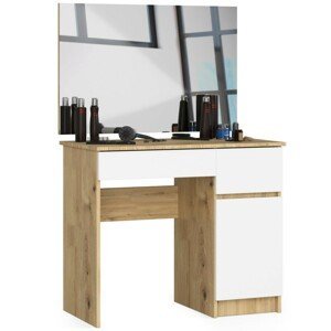 Kozmetický stolík so zrkadlom P-2/SL I dub artisan / biely pravý