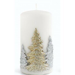 Dekoratívna sviečka Winter Trees I biela